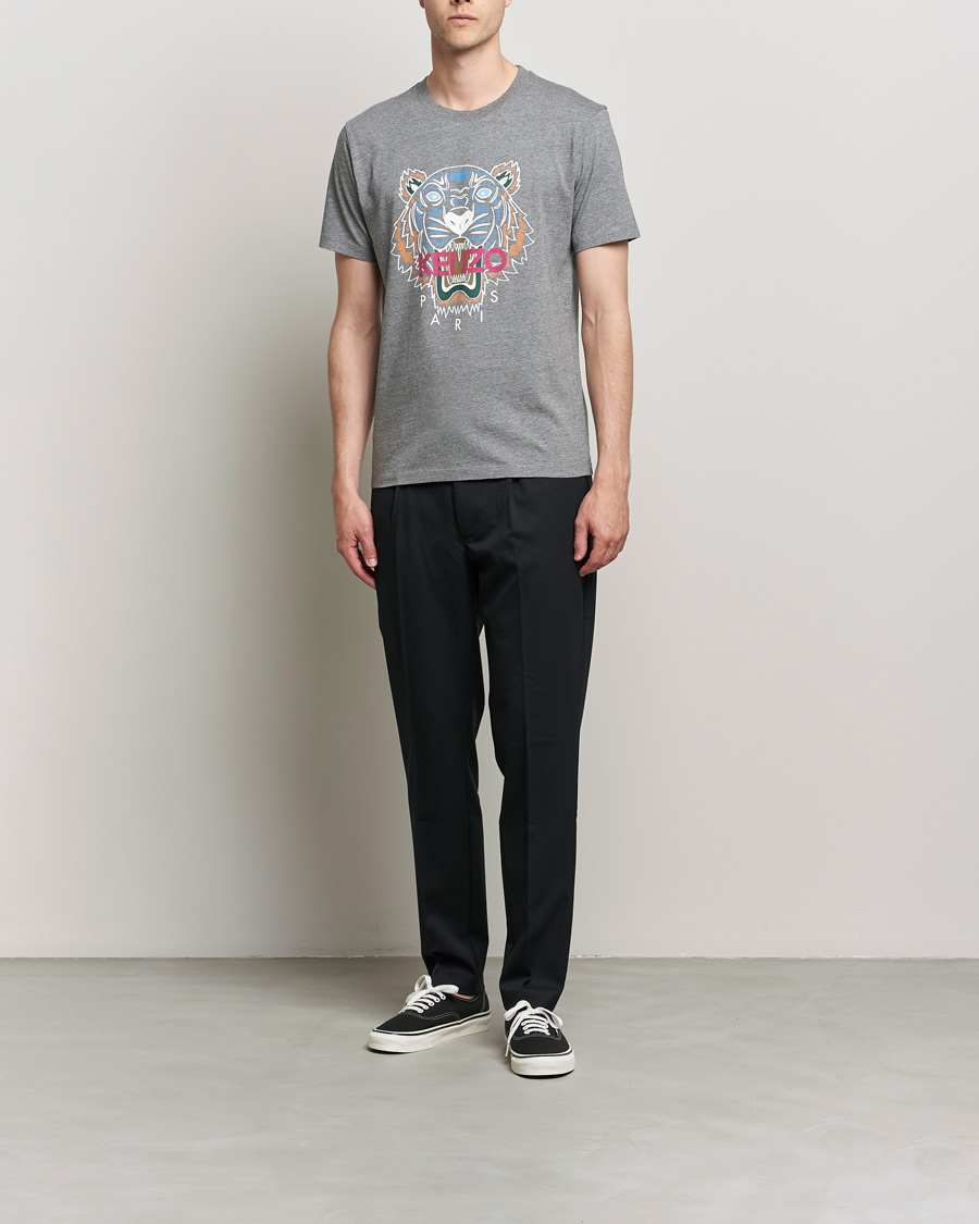 Heren | T-shirts | KENZO | Icon Tiger Crew Neck Tee Dove Grey