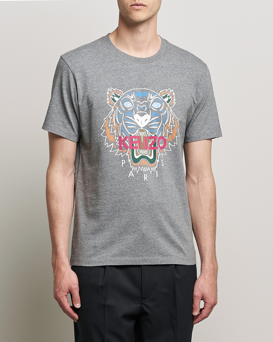 Heren | T-shirts | KENZO | Icon Tiger Crew Neck Tee Dove Grey