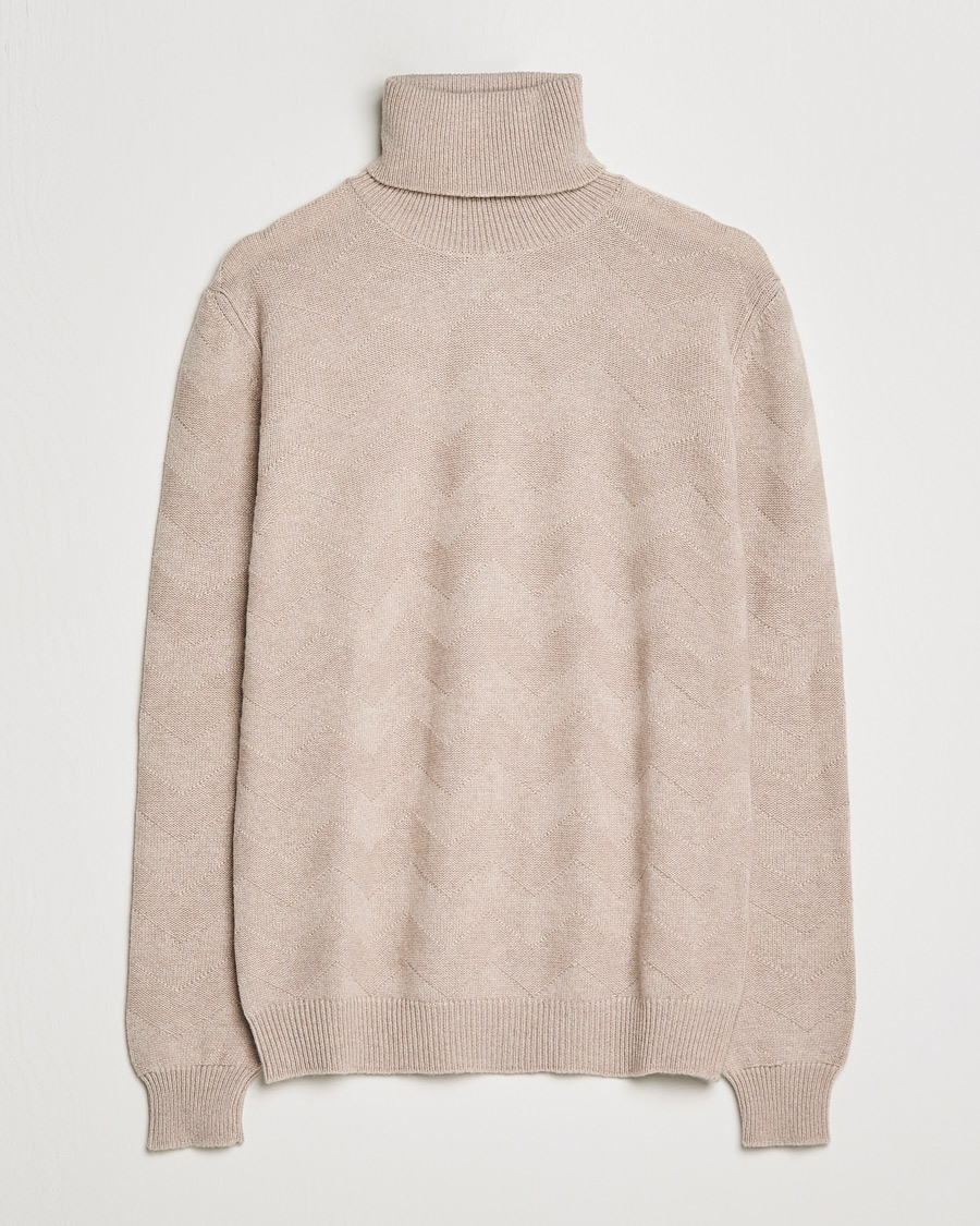 Heren | Truien | Kiton | Cashmere Zig Zag Turtleneck Beige