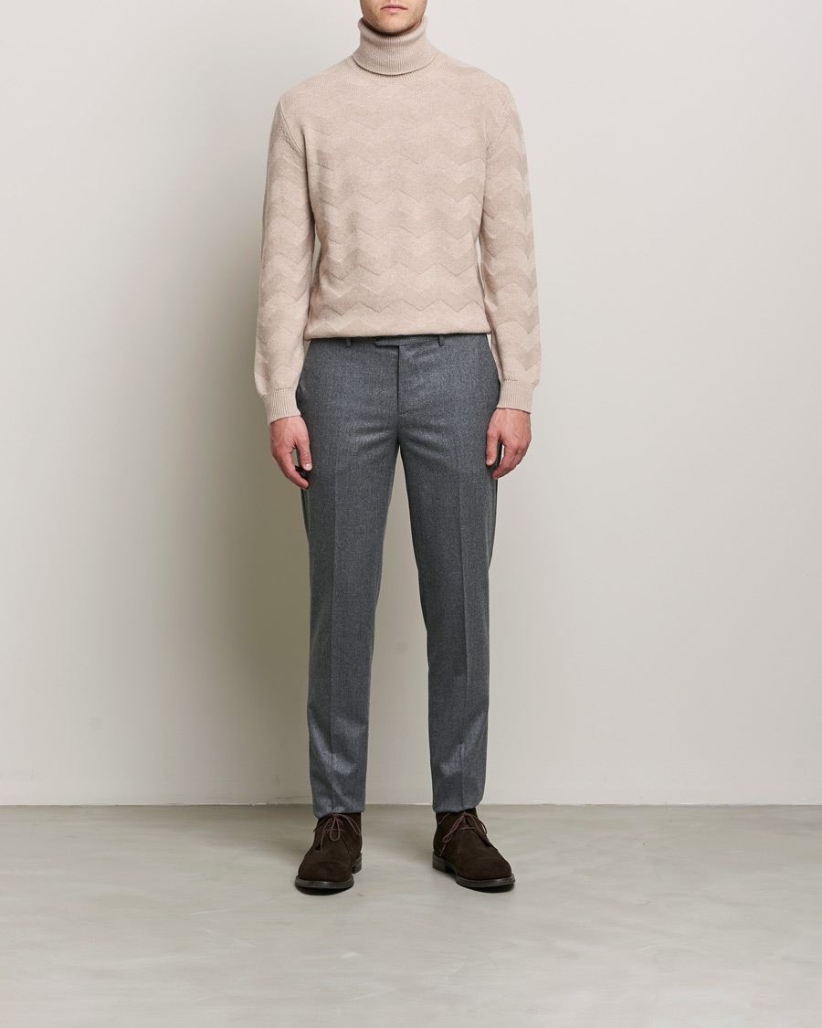 Heren | Truien | Kiton | Cashmere Zig Zag Turtleneck Beige