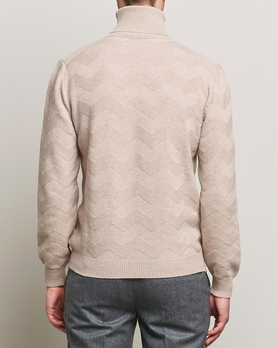 Heren | Truien | Kiton | Cashmere Zig Zag Turtleneck Beige