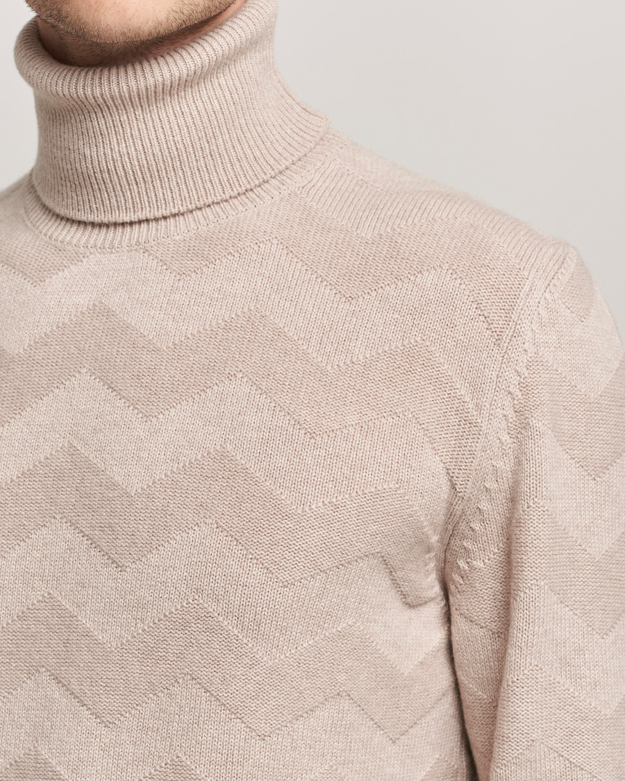 Heren | Truien | Kiton | Cashmere Zig Zag Turtleneck Beige