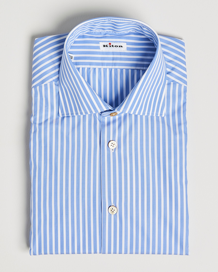 Heren | Overhemden | Kiton | Slim Fit Striped Dress Shirt Light Blue