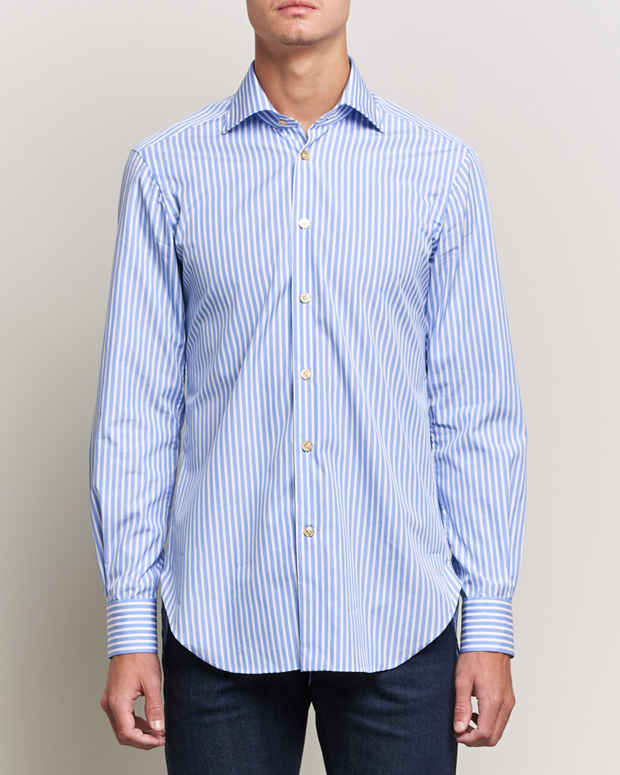Heren | Overhemden | Kiton | Slim Fit Striped Dress Shirt Light Blue