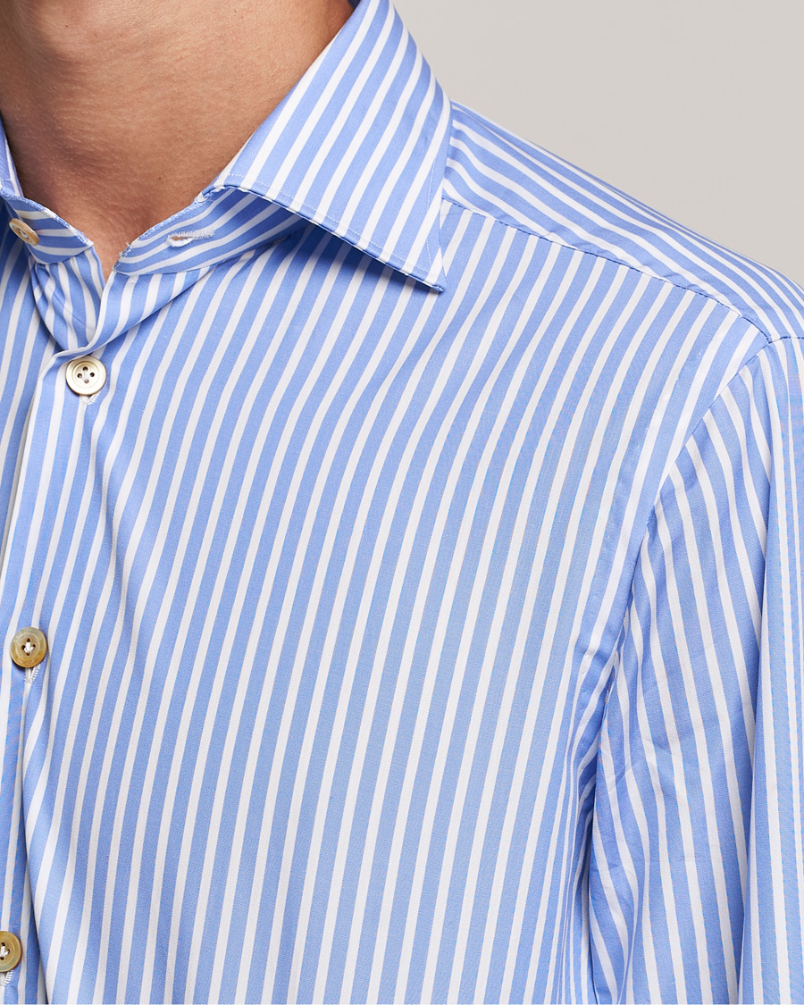 Heren | Overhemden | Kiton | Slim Fit Striped Dress Shirt Light Blue