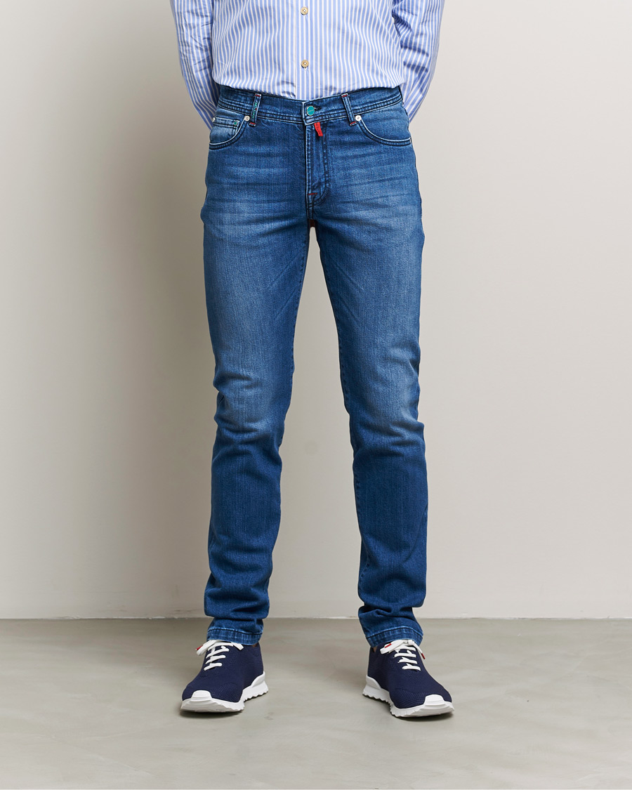 Heren | Jeans | Kiton | Slim Fit Stretch Jeans Medium Blue Wash