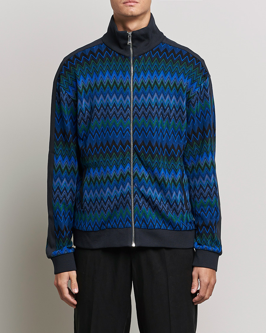 Heren | Truien | Missoni | Chevron Full Zip Sweater Navy