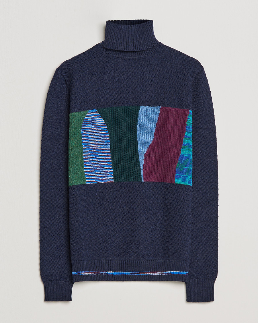 Heren | Truien | Missoni | Patchwork Chevron Turtleneck Navy