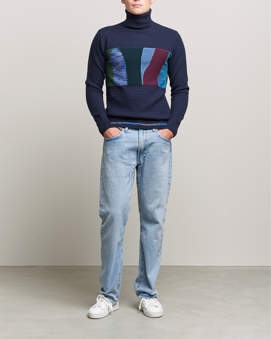 Heren | Truien | Missoni | Patchwork Chevron Turtleneck Navy