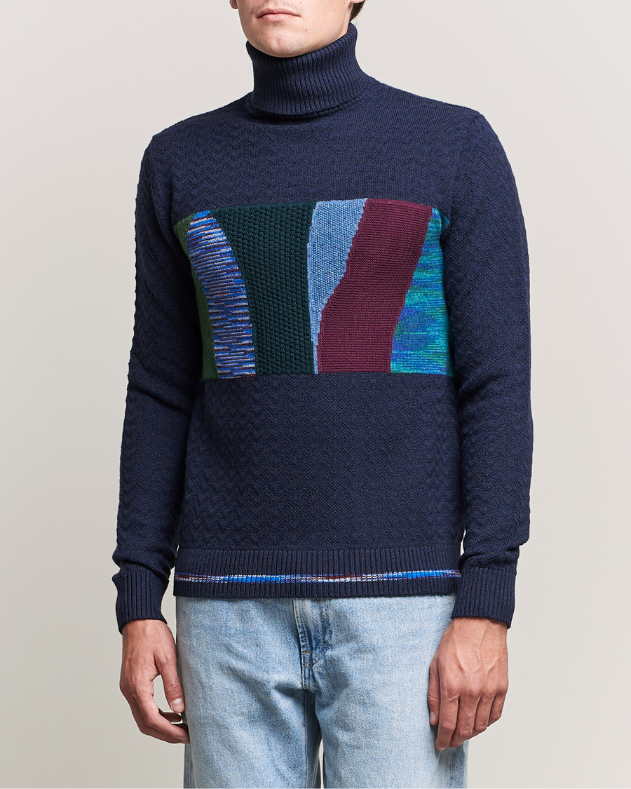 Heren | Truien | Missoni | Patchwork Chevron Turtleneck Navy