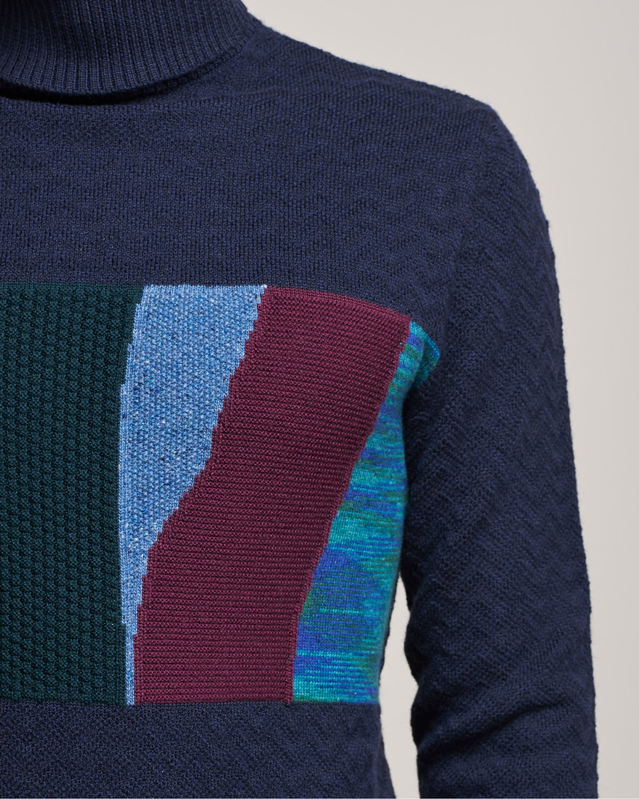Heren | Truien | Missoni | Patchwork Chevron Turtleneck Navy