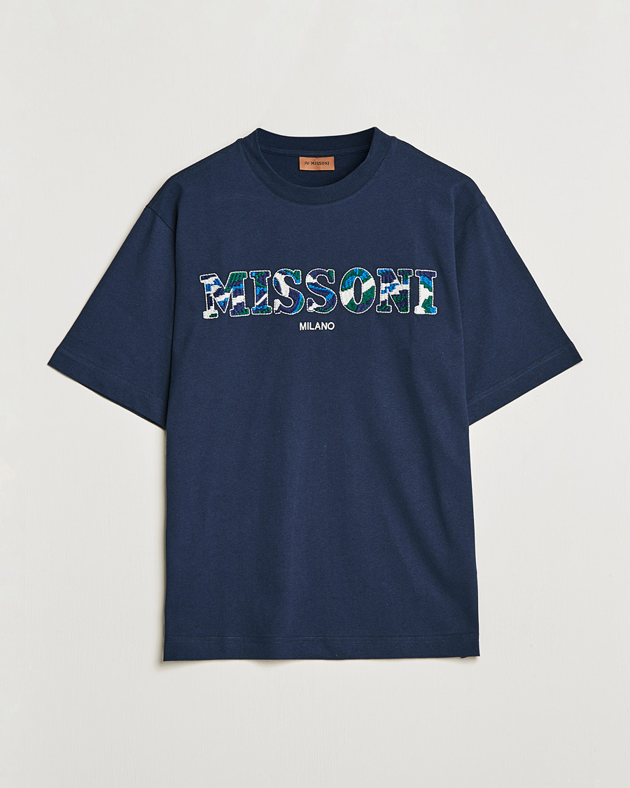 Heren | T-shirts | Missoni | Embroidered Logo T-Shirt Dark Blue