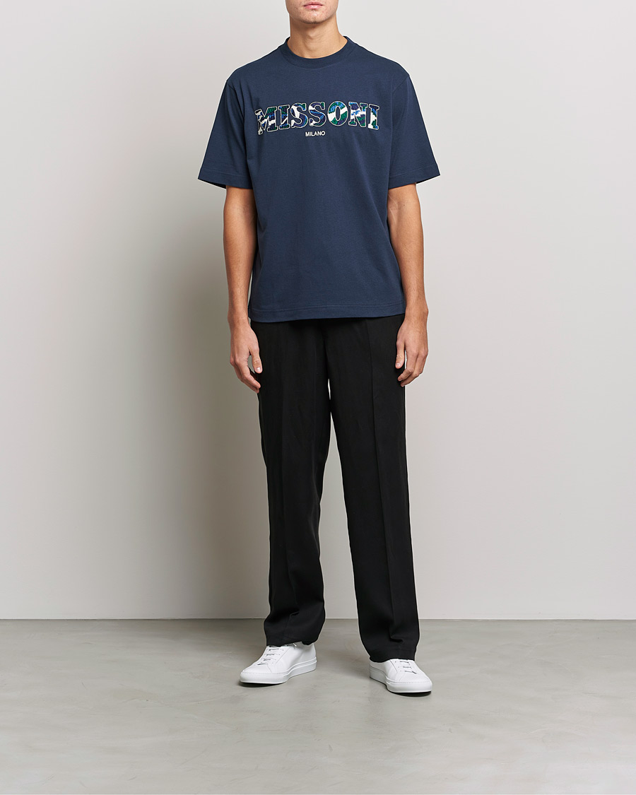Heren | T-shirts | Missoni | Embroidered Logo T-Shirt Dark Blue