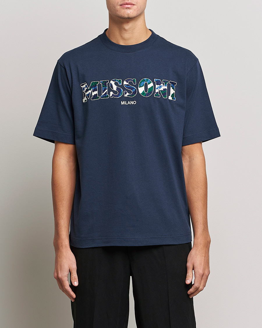Heren | T-shirts | Missoni | Embroidered Logo T-Shirt Dark Blue