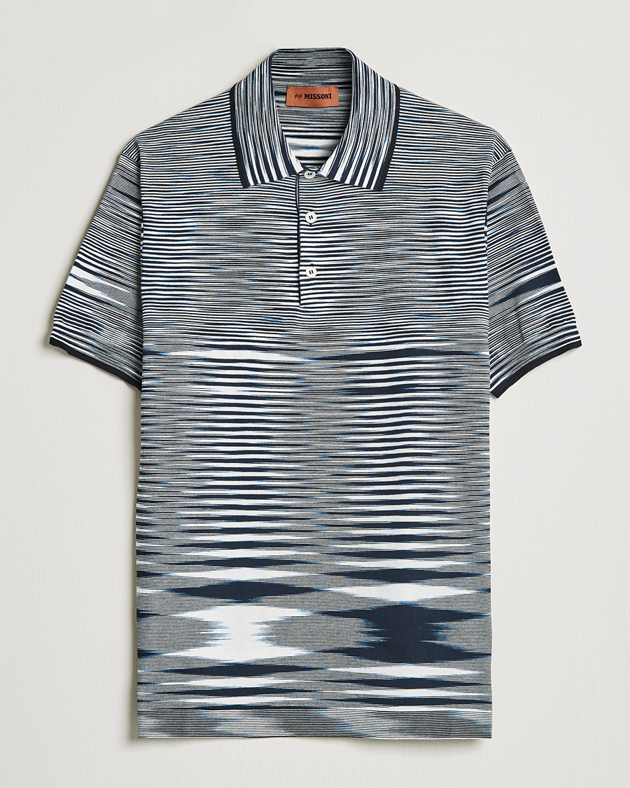 Heren | Polo's | Missoni | Fiammato Knitted Polo Navy/White