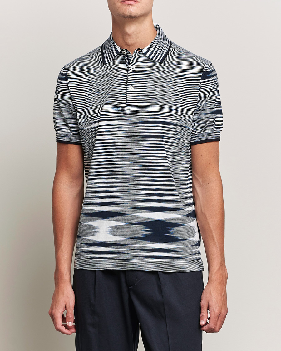 Heren | Polo's | Missoni | Fiammato Knitted Polo Navy/White