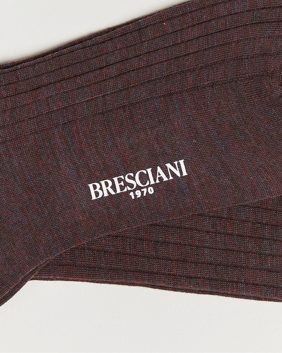 Heren | Ondergoed | Bresciani | Wool/Nylon Ribbed Short Socks Wine Melange