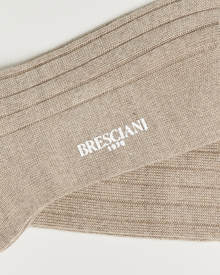 Heren |  | Bresciani | Wool/Nylon Heavy Ribbed Socks Beige