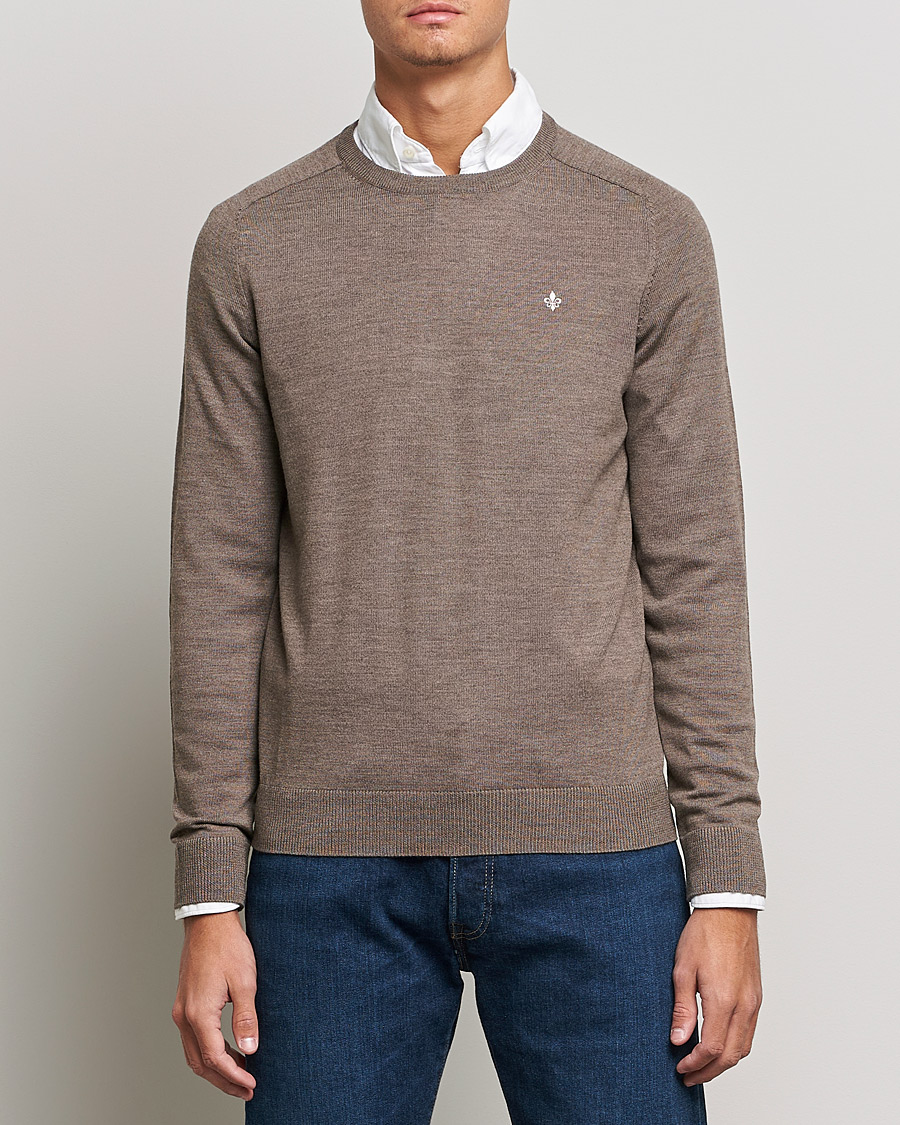 Heren | Ronde hals truien | Morris | Merino Crew Neck Pullover Brown