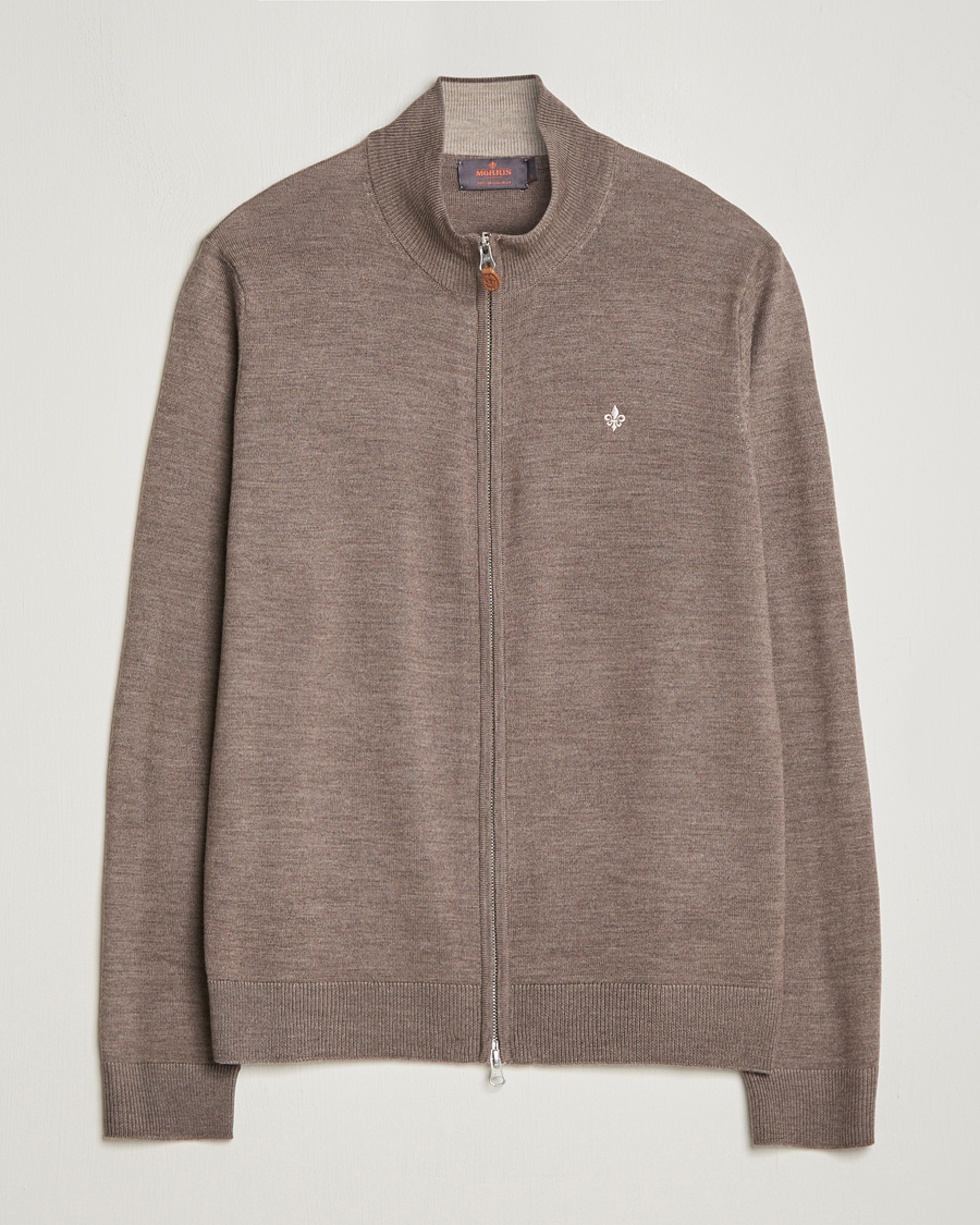 Heren | Truien | Morris | Merino Zip Cardigan Brown