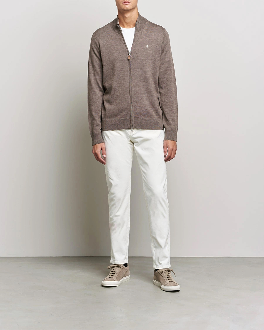 Heren | Truien | Morris | Merino Zip Cardigan Brown