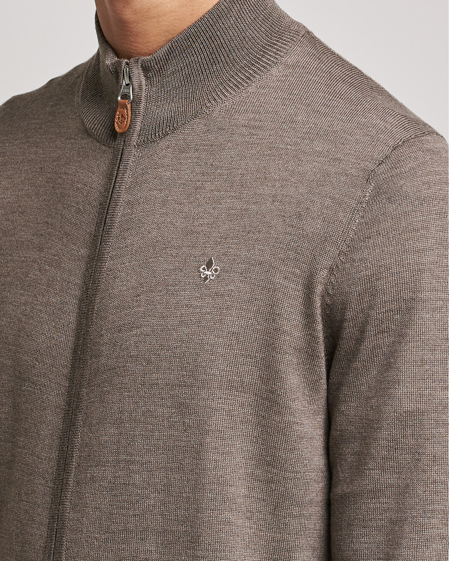 Heren | Truien | Morris | Merino Zip Cardigan Brown