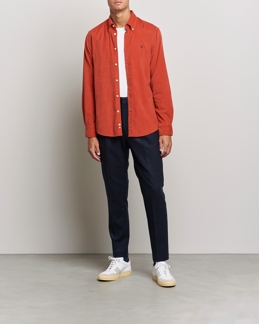 Heren | Overhemden | Morris | Douglas Corduroy Button Down Shirt Red