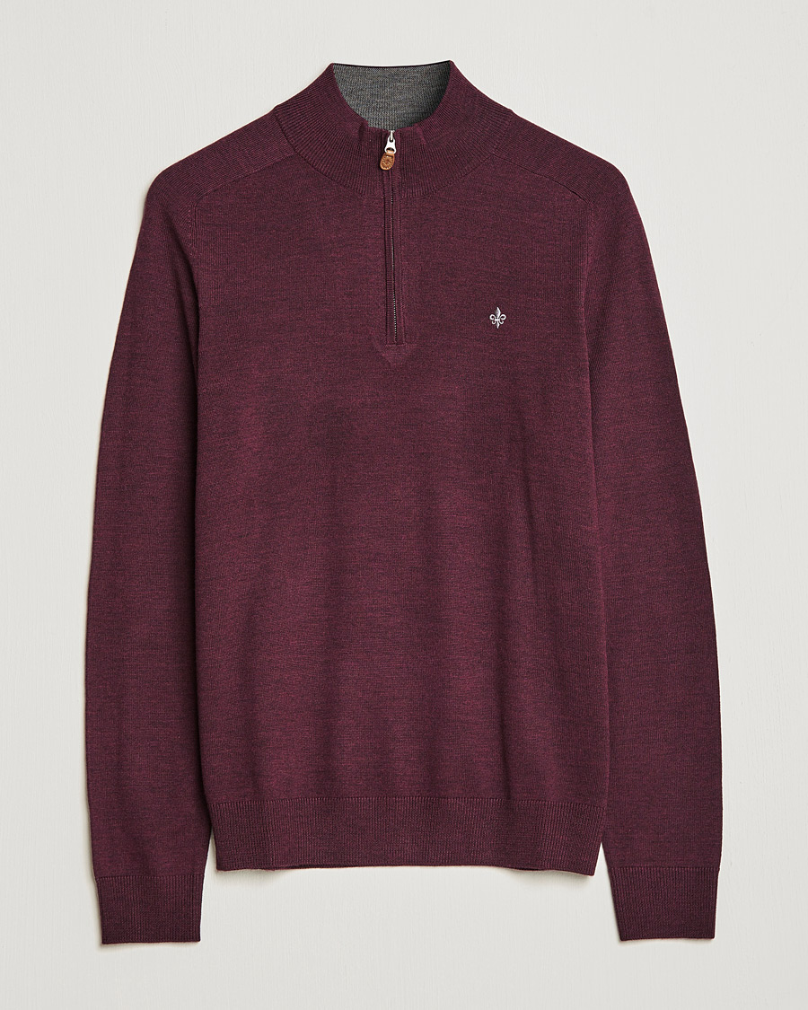 Heren | Truien | Morris | John Merino Half Zip Burgundy