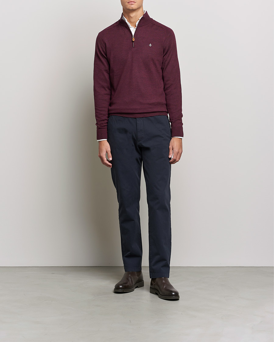 Heren | Truien | Morris | John Merino Half Zip Burgundy