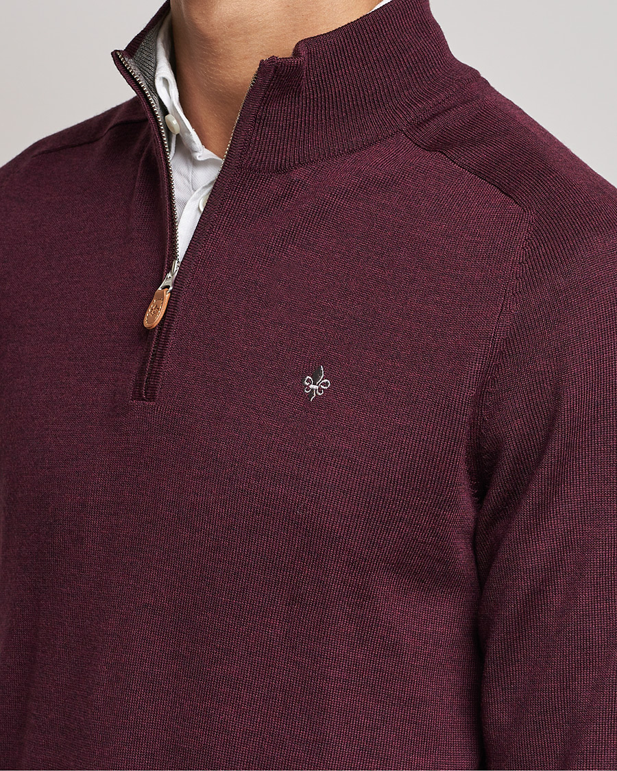 Heren | Truien | Morris | John Merino Half Zip Burgundy