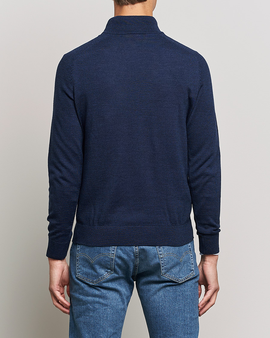 Heren | Truien | Morris | John Merino Half Zip Blue
