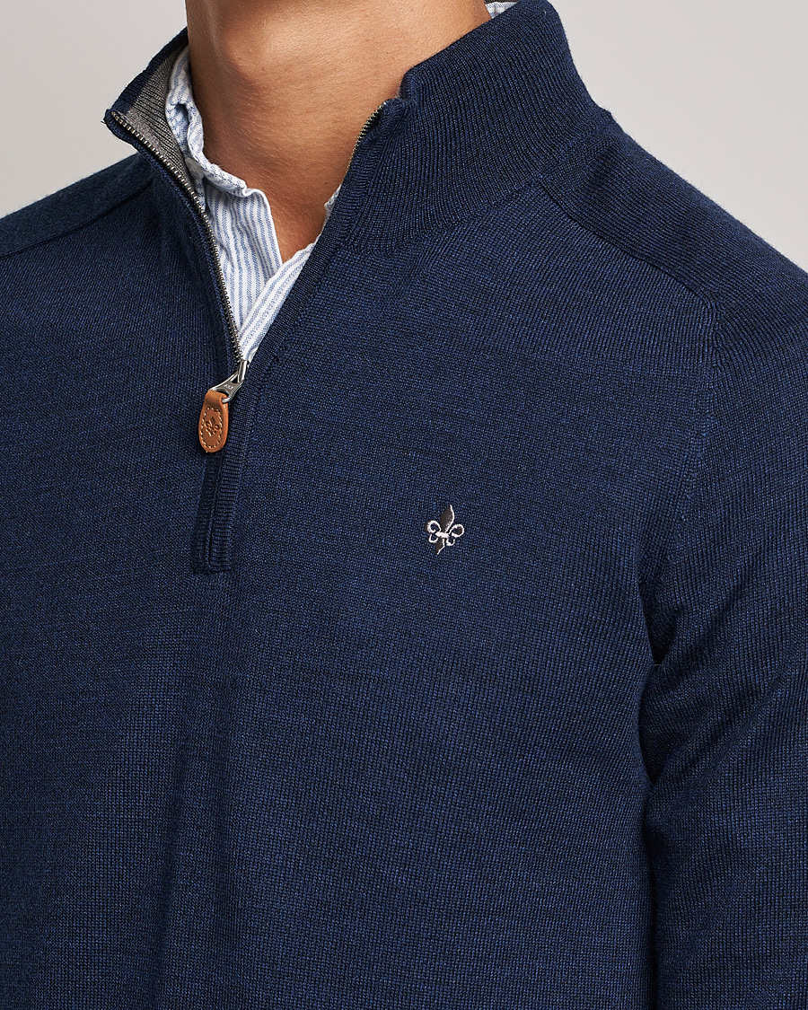 Heren | Truien | Morris | John Merino Half Zip Blue