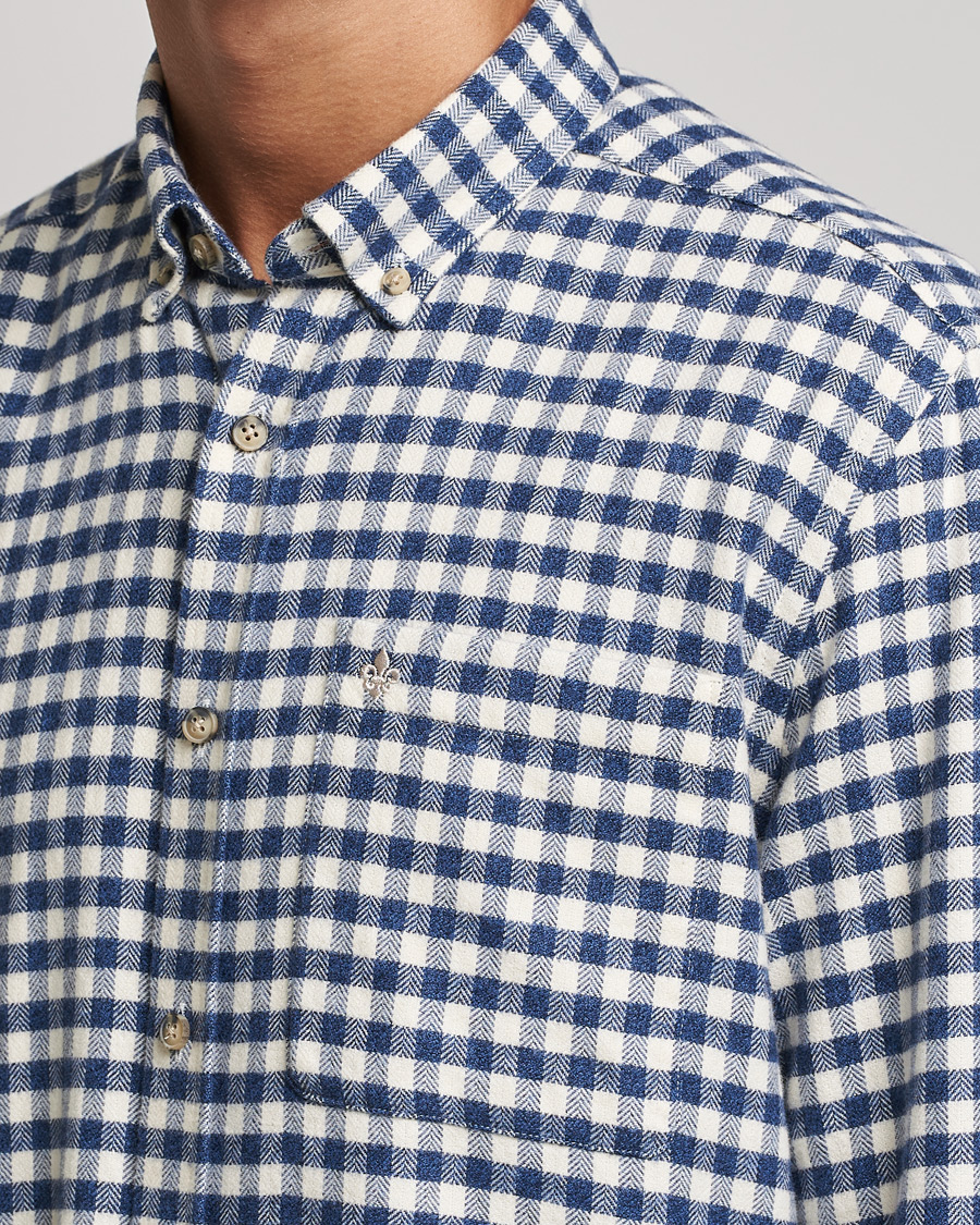 Heren | Overhemden | Morris | Brushed Twill Checked Shirt Navy/White