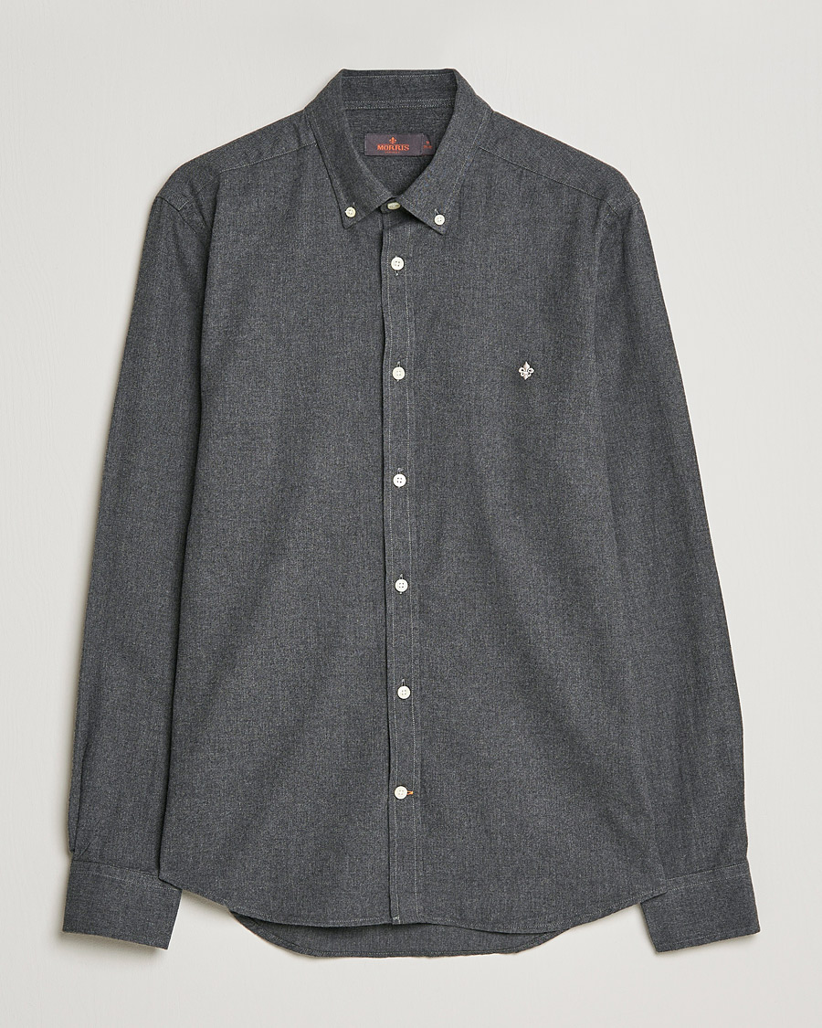 Heren | Overhemden | Morris | Watts Flannel Button Down Shirt Dark Grey