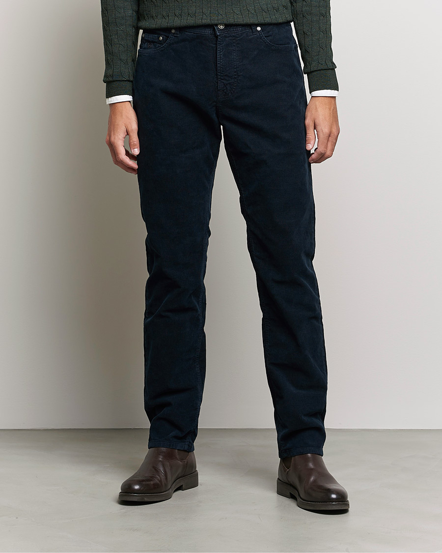 Heren | Broeken | Morris | James Corduroy 5-Pocket Pants Navy