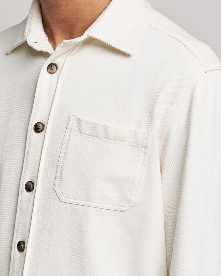 Heren | Overhemden | Morris | Cotton Jersey Overshirt Off White
