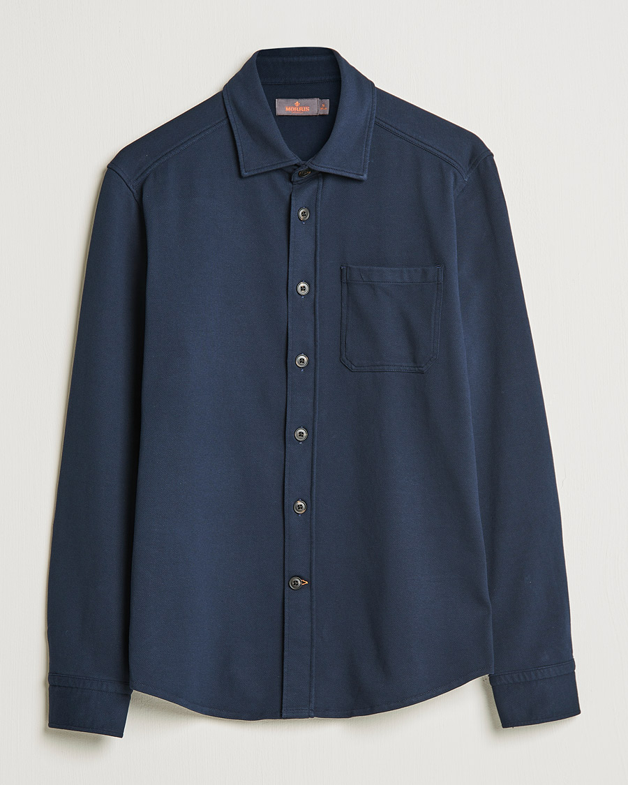 Heren | Overhemden | Morris | Cotton Jersey Overshirt Navy