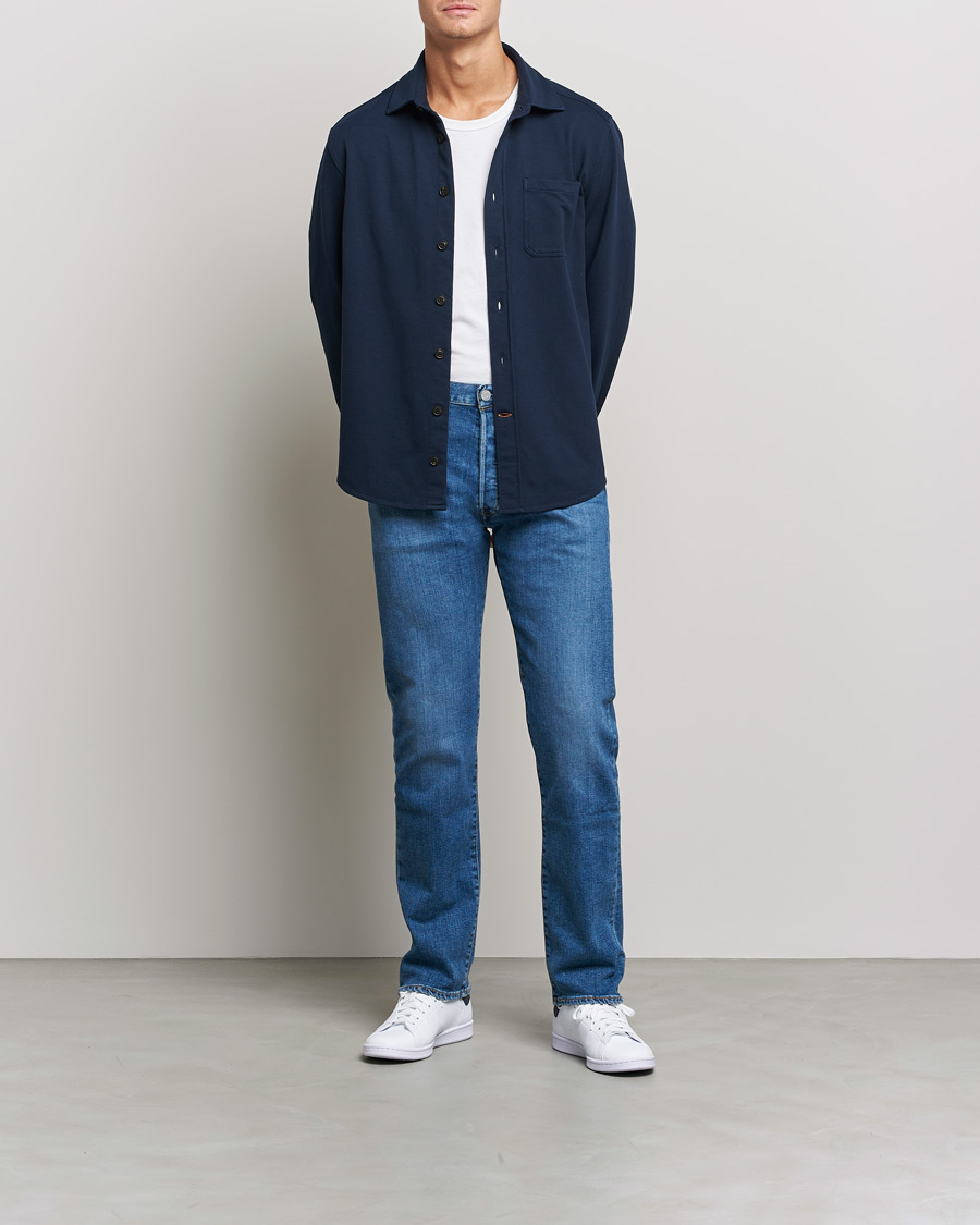 Heren | Overhemden | Morris | Cotton Jersey Overshirt Navy