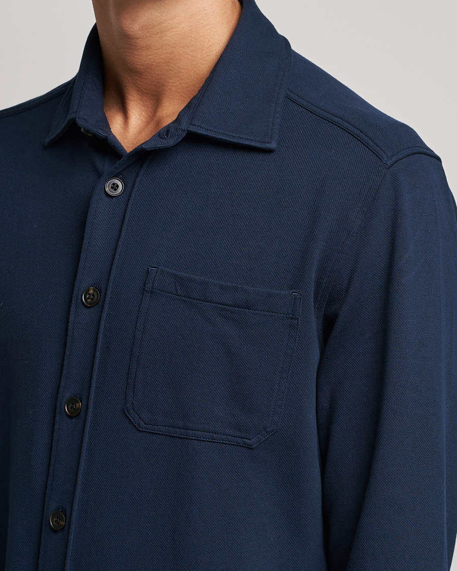 Heren | Overhemden | Morris | Cotton Jersey Overshirt Navy
