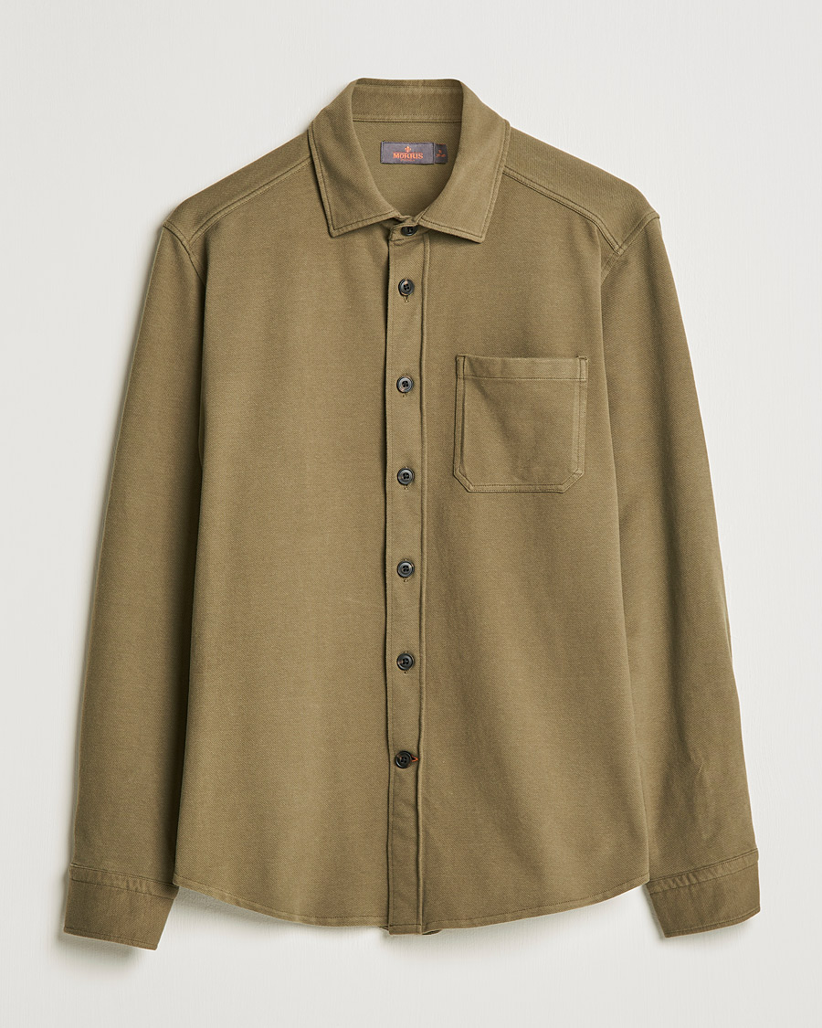 Heren | Overhemden | Morris | Cotton Jersey Overshirt Olive