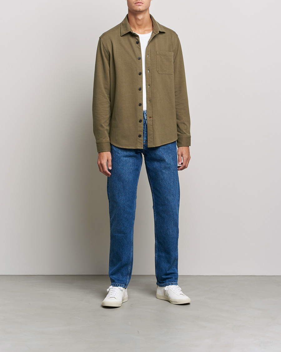 Heren | Overhemden | Morris | Cotton Jersey Overshirt Olive