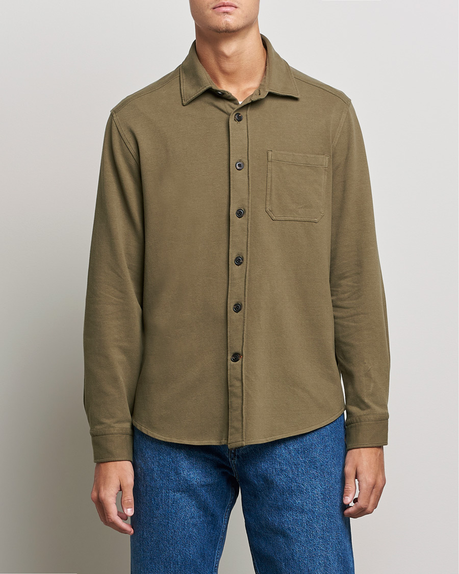 Heren | Overhemden | Morris | Cotton Jersey Overshirt Olive