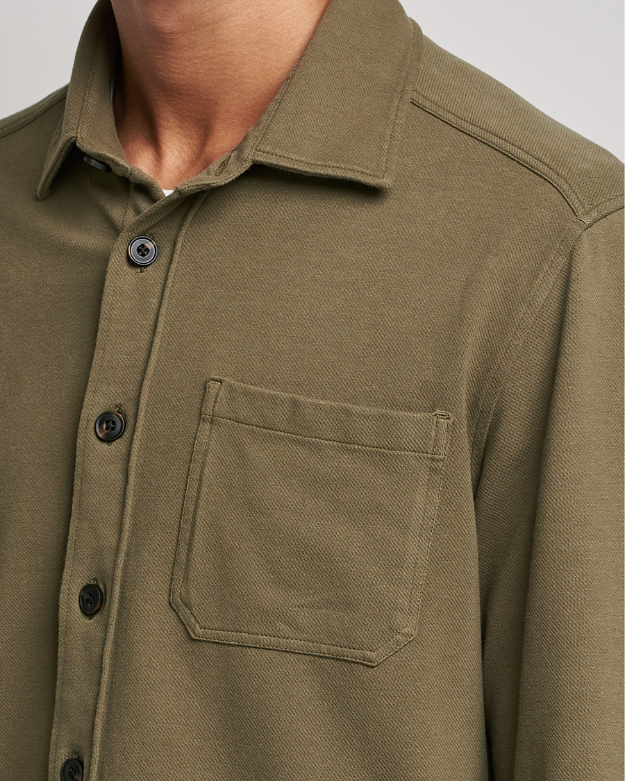 Heren | Overhemden | Morris | Cotton Jersey Overshirt Olive