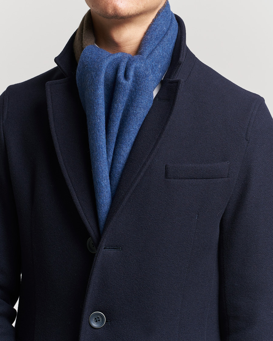 Heren |  | Morris | Double Face Wool Scarf Blue/Brown