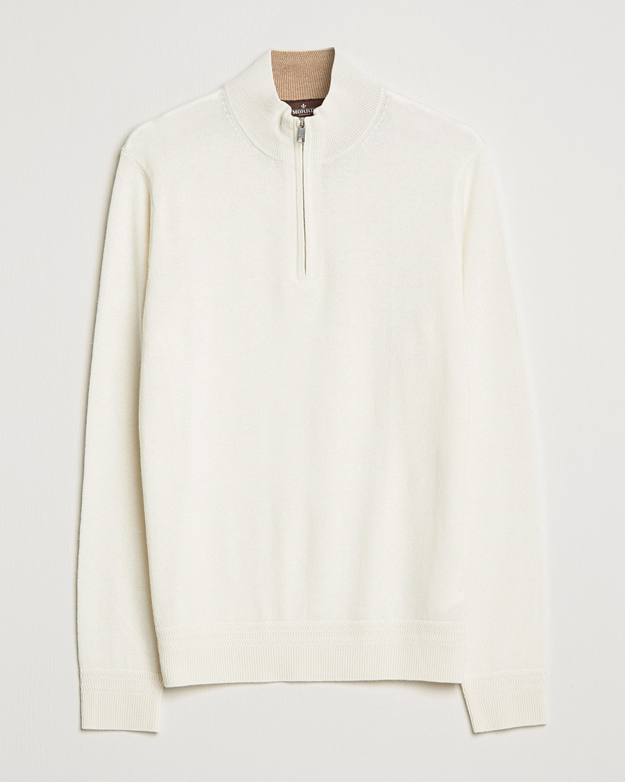 Heren | Truien | Morris Heritage | Dalton Wool/Cashmere Half Zip Off White