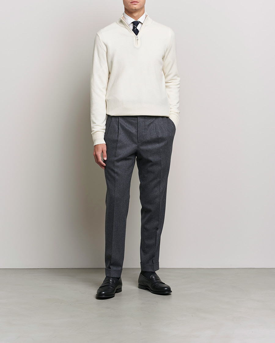 Heren | Truien | Morris Heritage | Dalton Wool/Cashmere Half Zip Off White
