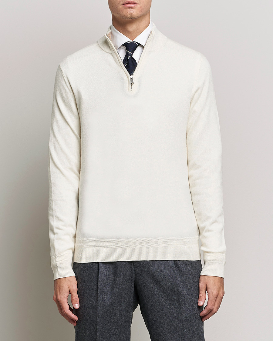 Heren | Truien | Morris Heritage | Dalton Wool/Cashmere Half Zip Off White
