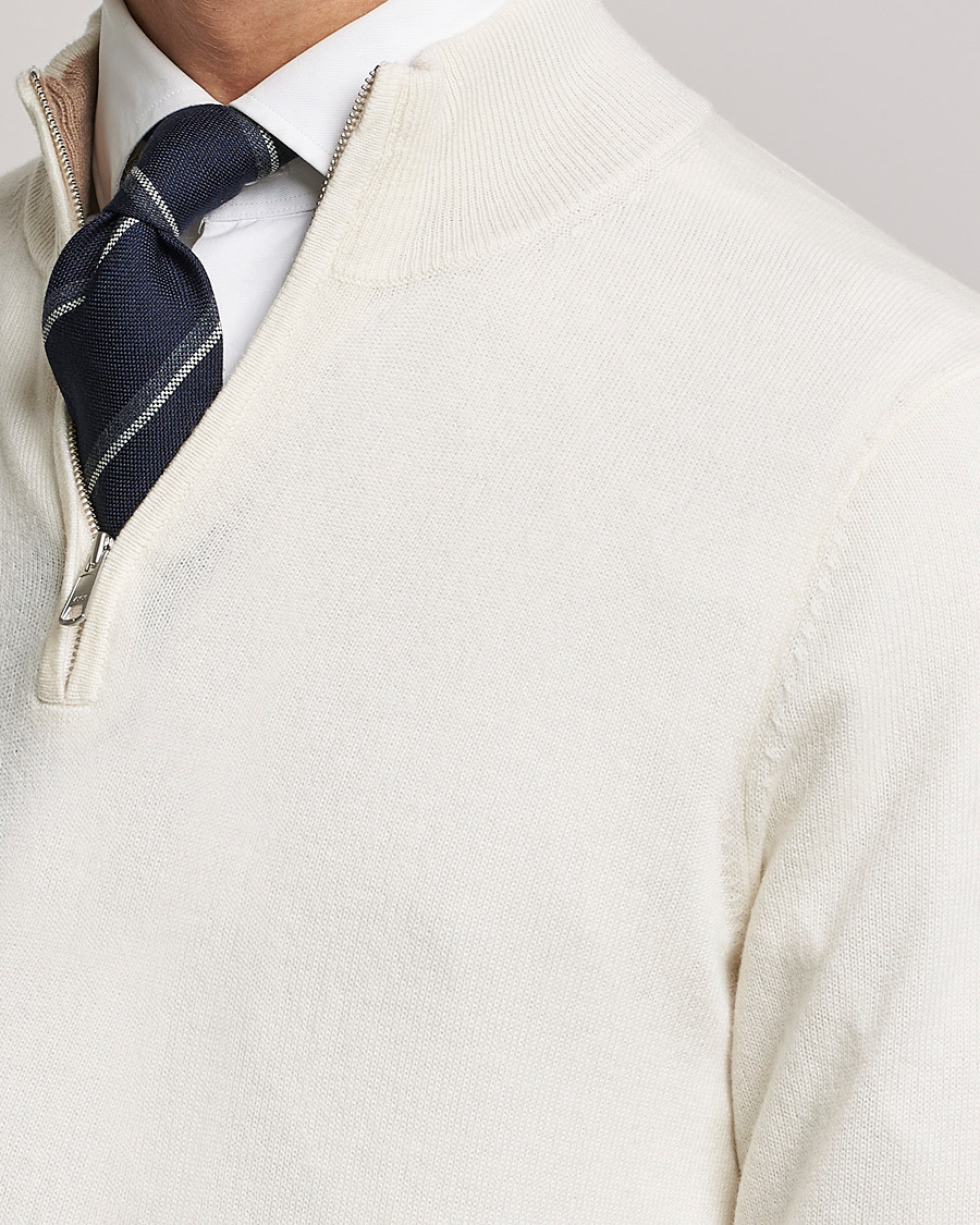 Heren | Truien | Morris Heritage | Dalton Wool/Cashmere Half Zip Off White