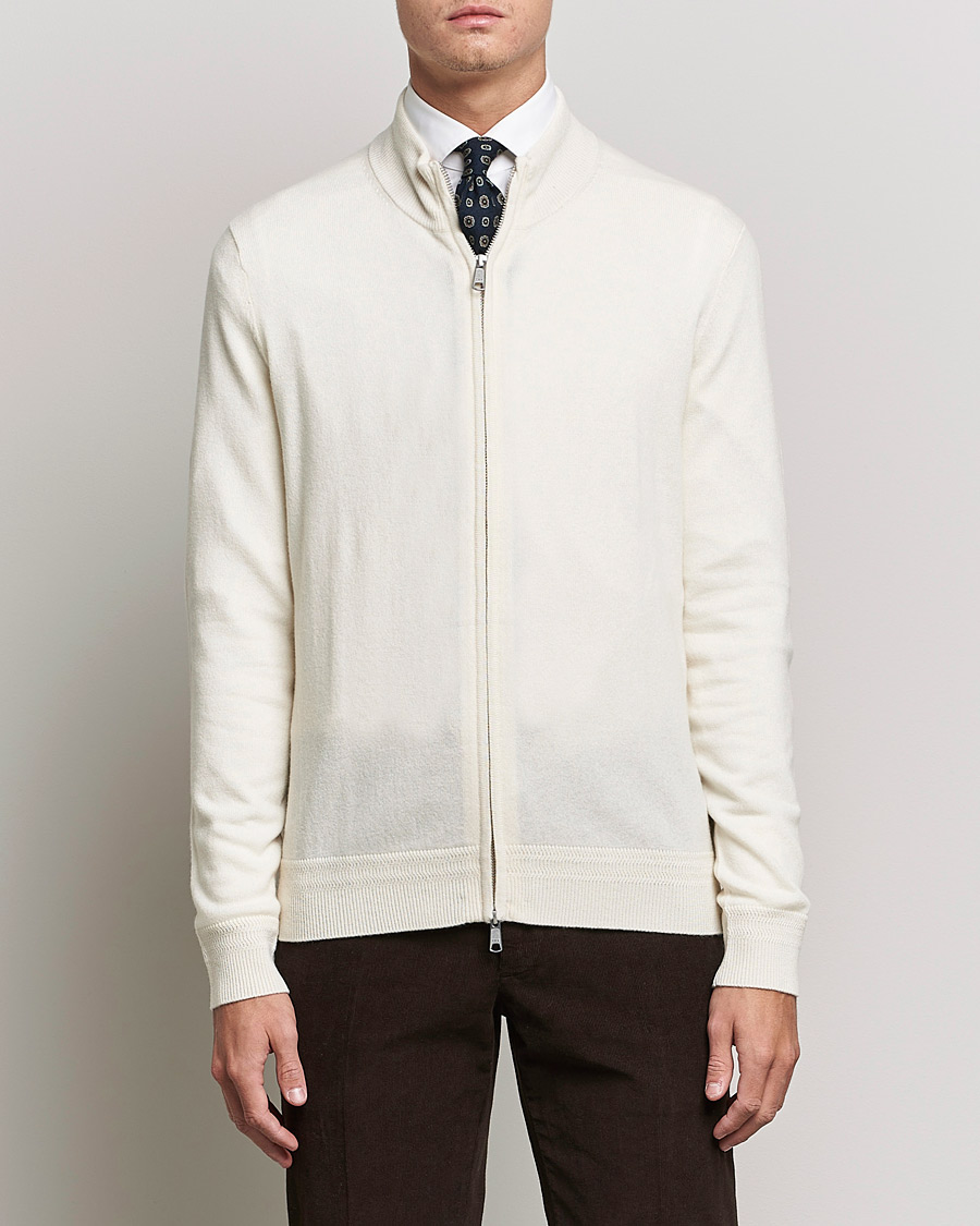 Heren | Truien | Morris Heritage | Dalton Wool/Cashmere Full Zip Off White