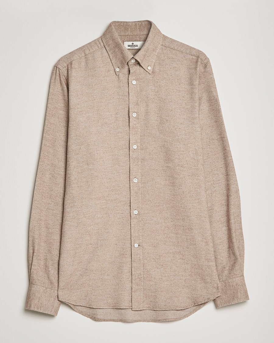 Heren | Overhemden | Morris Heritage | Button Down Flannel Shirt Brown